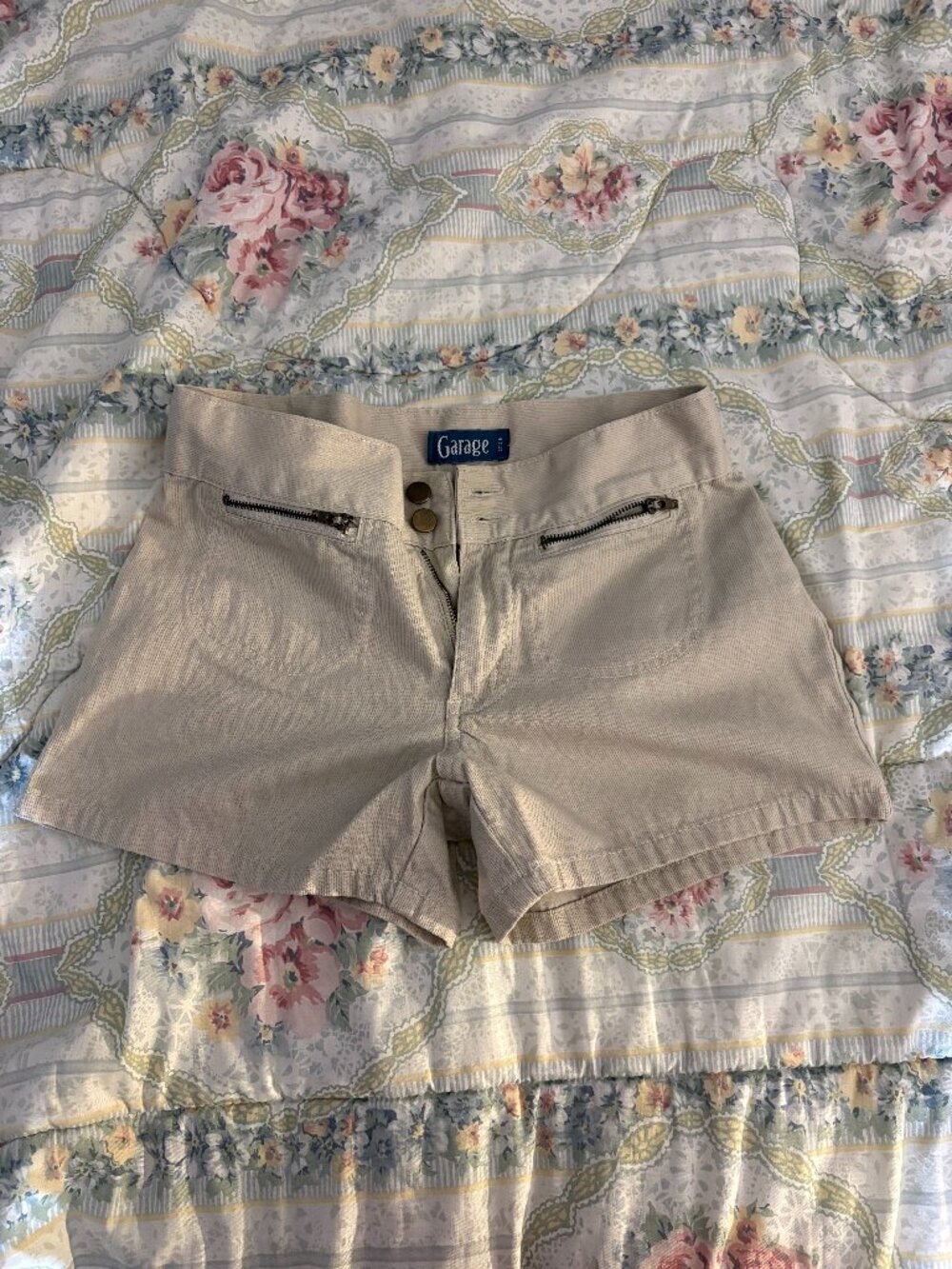 vintage garage y2k low-rise tailored shorts with zipper pockets